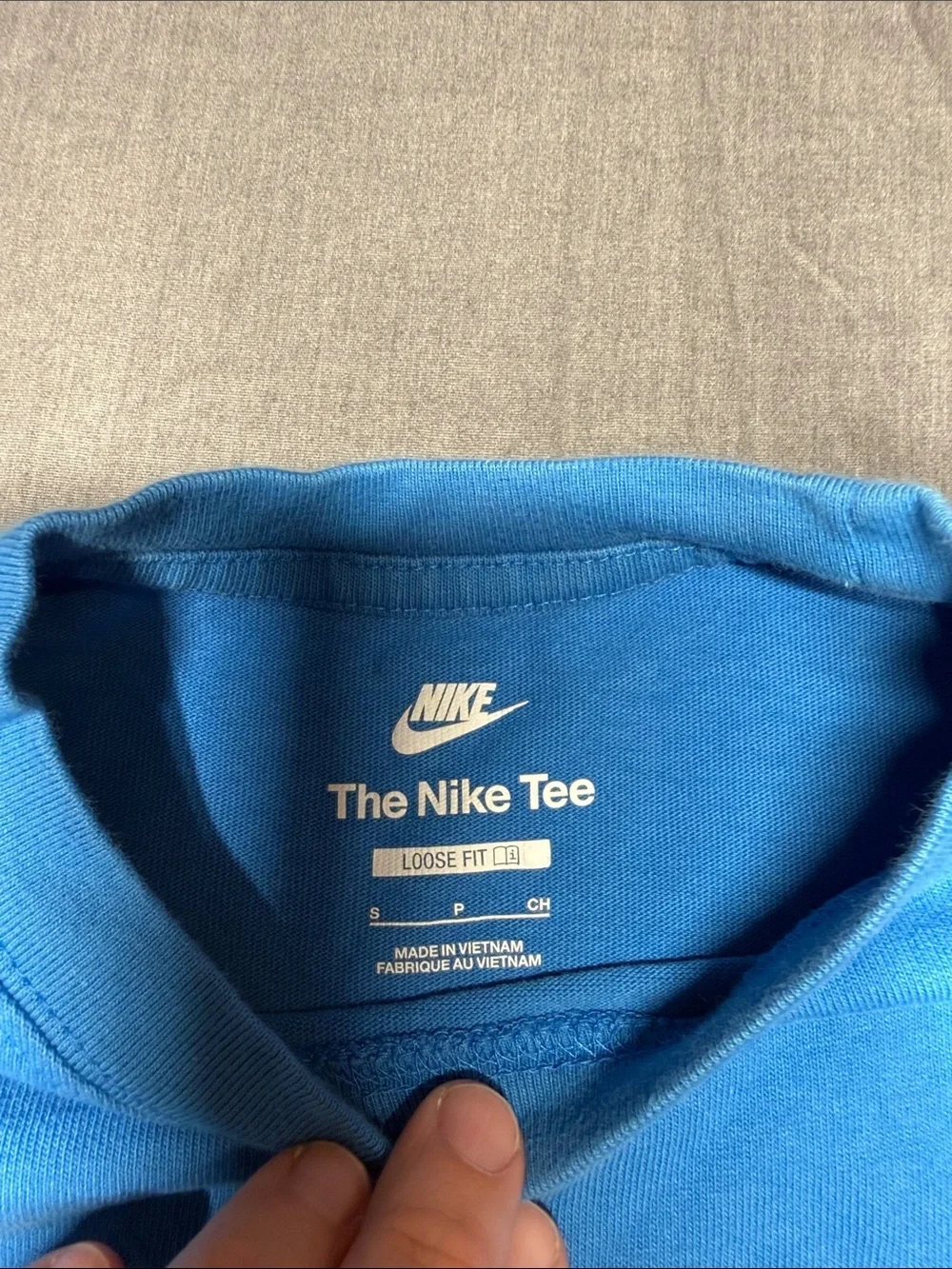 Nike Boys Blue Short Sleeve Tee with Orange Graphic Print